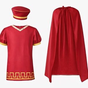 Men’s Red Medieval Royal Costume | King Prince Guard Cloak | Size Small | NWT